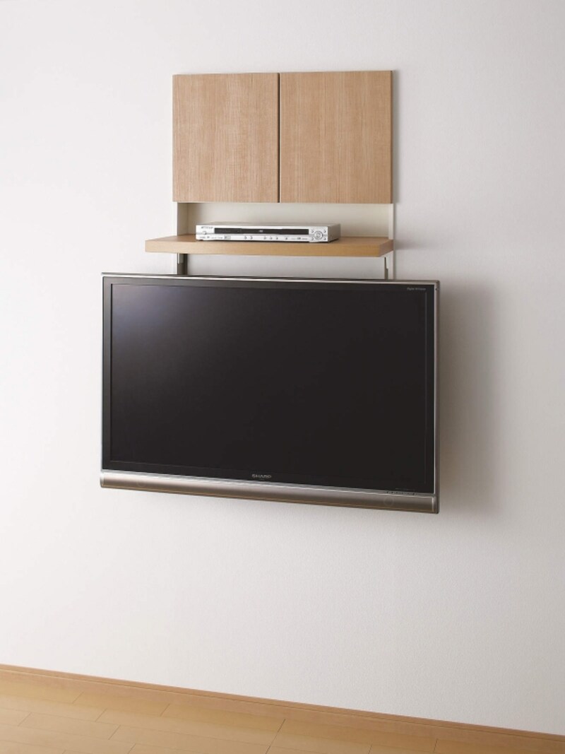 大型のTVモニターを取り付けることのできる壁厚収納。[壁厚収納 カベピタ：壁厚TVボード]　DAIKEN　 http://www.daiken.jp/