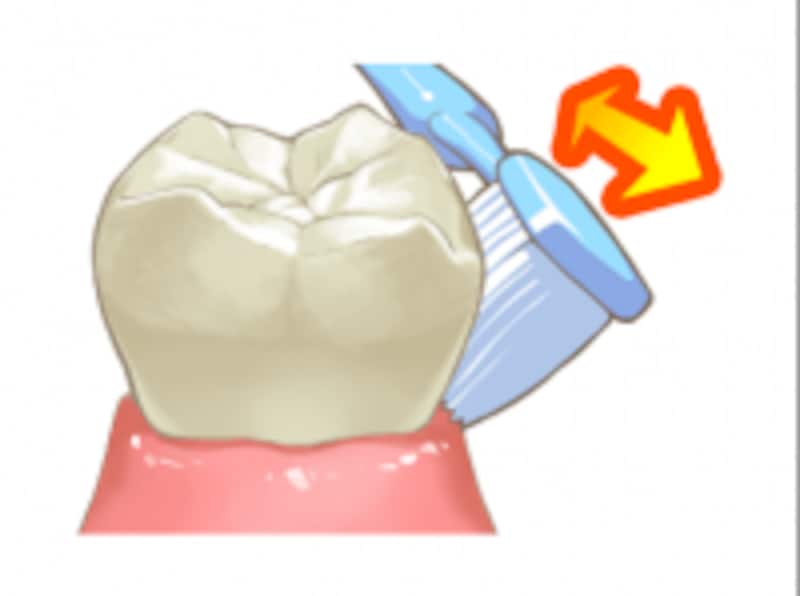 歯ブラシを傾けて磨いてみて