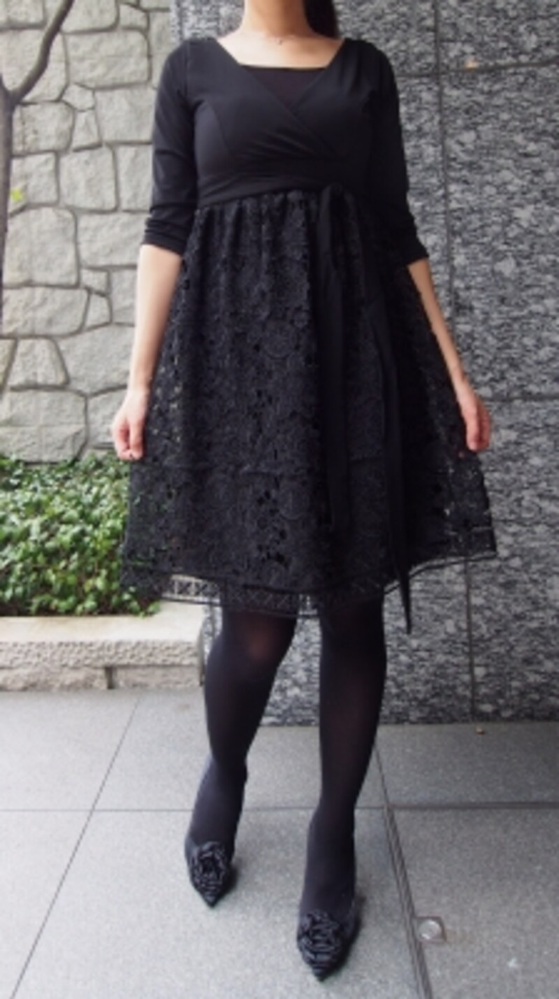 オリアンundefinedシャロン ブラック＆レースundefinedマタニティ＆授乳ワンピース