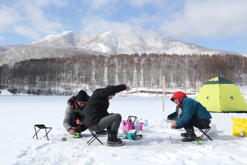 わかさぎ,釣り,ワカサギ釣り,氷上,氷,雪,冬,雪山,アクティビティ,テント,魚
