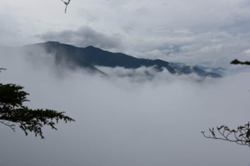 奥宮からの眺望。雲海が広がる