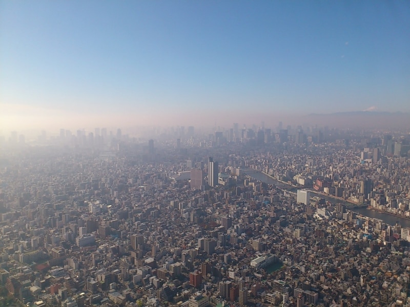 市街地が連続して連なる東京の街並み