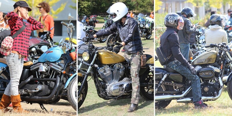 何より主役はオーナー。カスタムハーレーとともに、ファッションスタイルに変化を持たせるのも面白いです