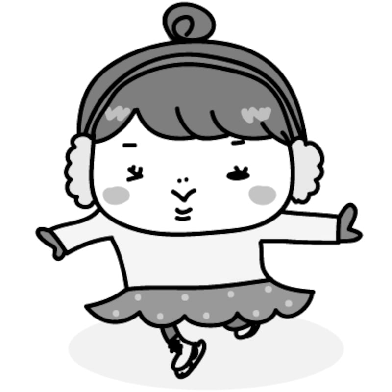 【モノクロ】得意げにスケートをする女の子です。