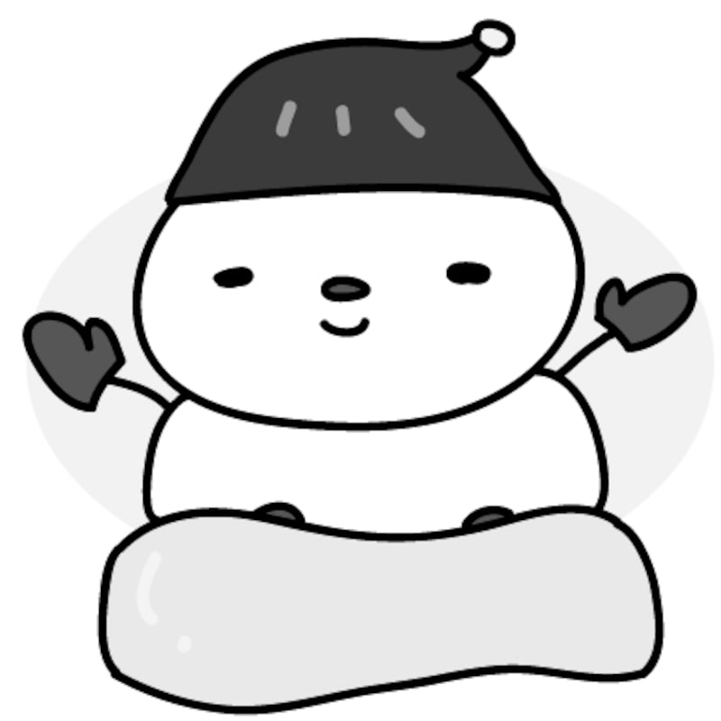 【モノクロ】華麗に滑る雪だるまです。