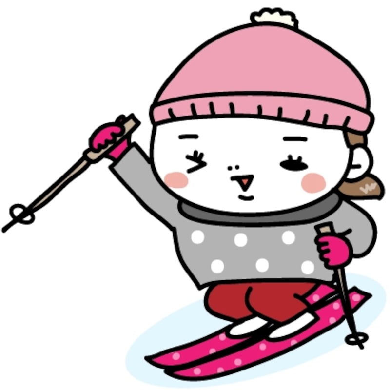 【カラー】張り切ってスキーをする女の子です。