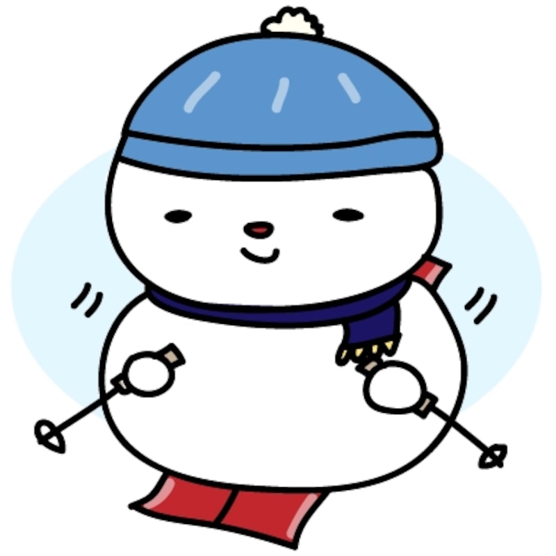 【カラー】上手にスキーをする雪だるまです。