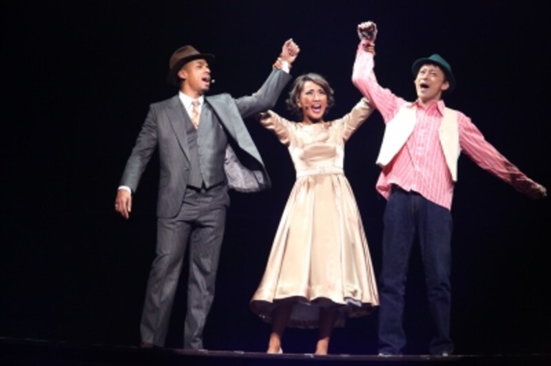 『メンフィス』左からデルレイ役ジェロ、フェリシア役濱田めぐみ、ヒューイ役山本耕史undefined撮影：田中亜紀