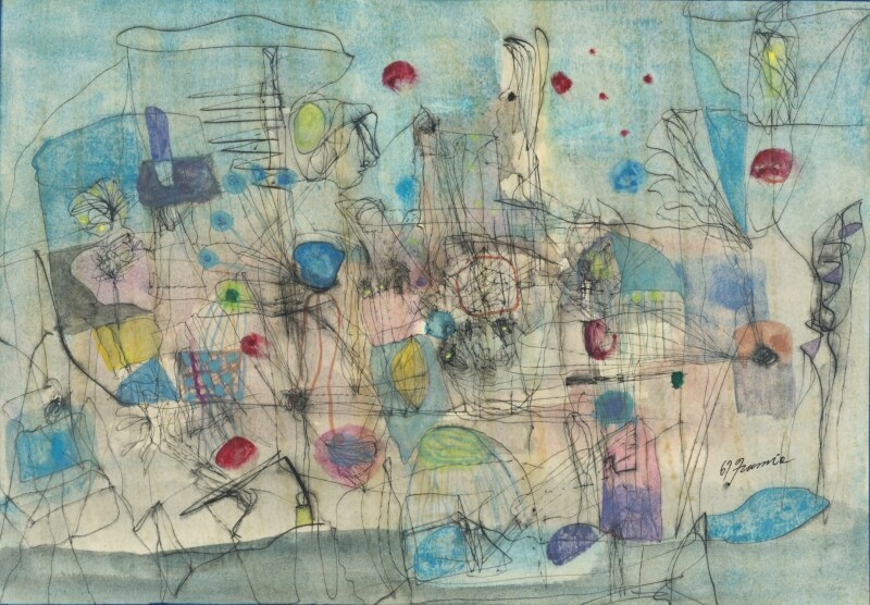 難波田史男 《 水中庭園 》、 196 7 年 世田谷美術館蔵