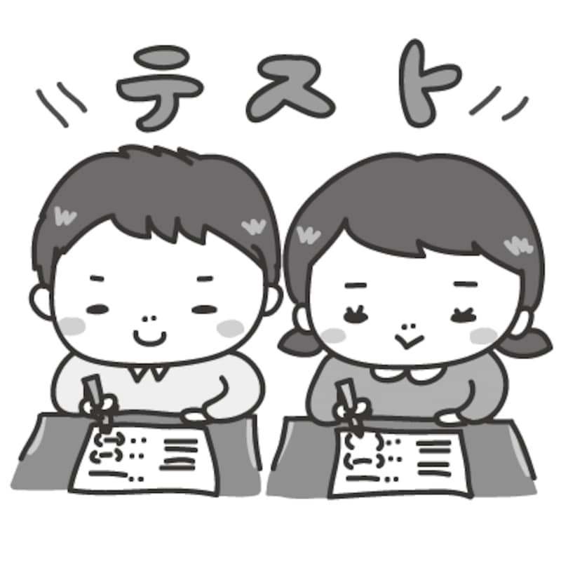 テスト 学校 イラスト 白黒 かわいい