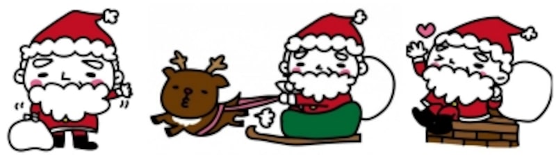 サンタクロースやプレゼントなどクリスマスのイラストカット