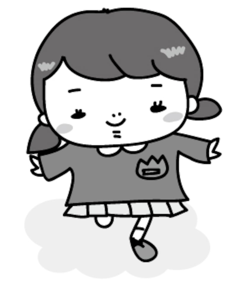 【モノクロ】雲の上ではしゃぐ女の子です。