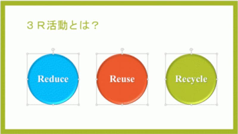 3つの円の間隔が等間隔に揃った