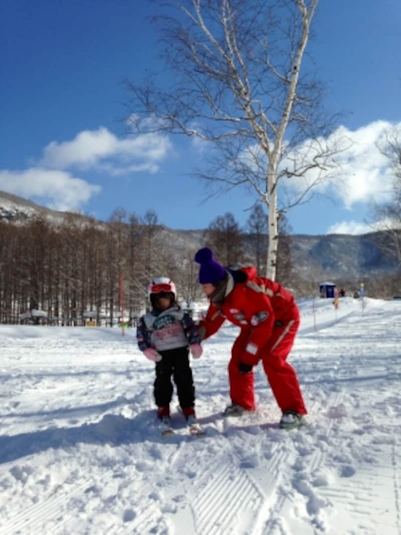 ゲレンデはファミリーも多く、初心者でも安心して滑れるコースがあるのが特徴です