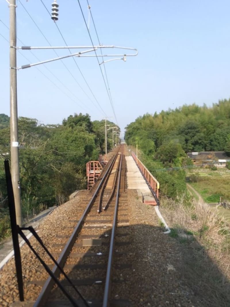 肥薩おれんじ鉄道の車窓（米ノ津－袋間）／鹿児島・熊本の県境にかかる鉄橋