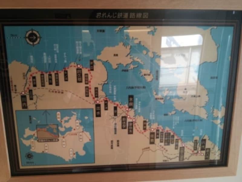 肥薩おれんじ鉄道の路線図