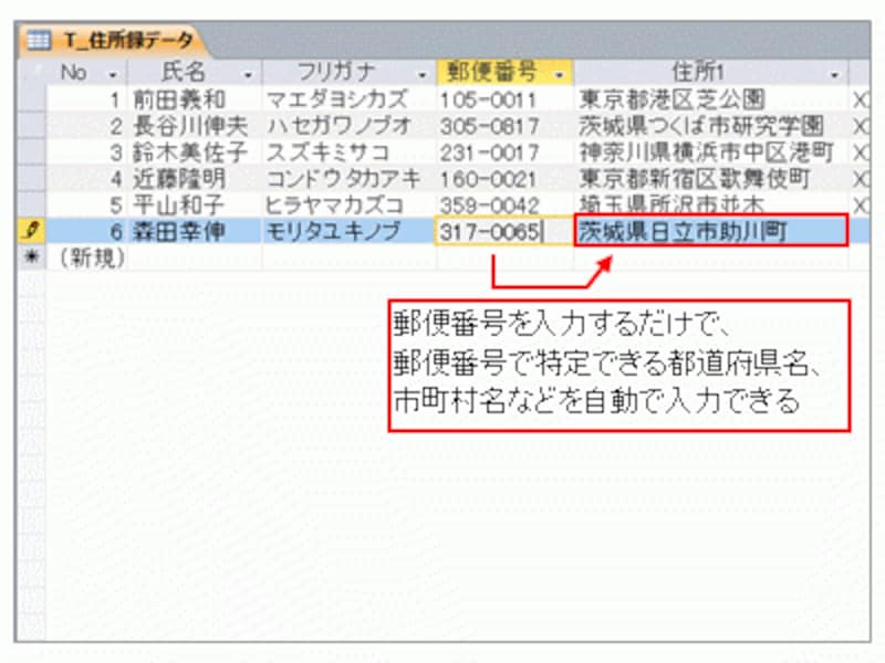 Accessの「住所入力支援」機能