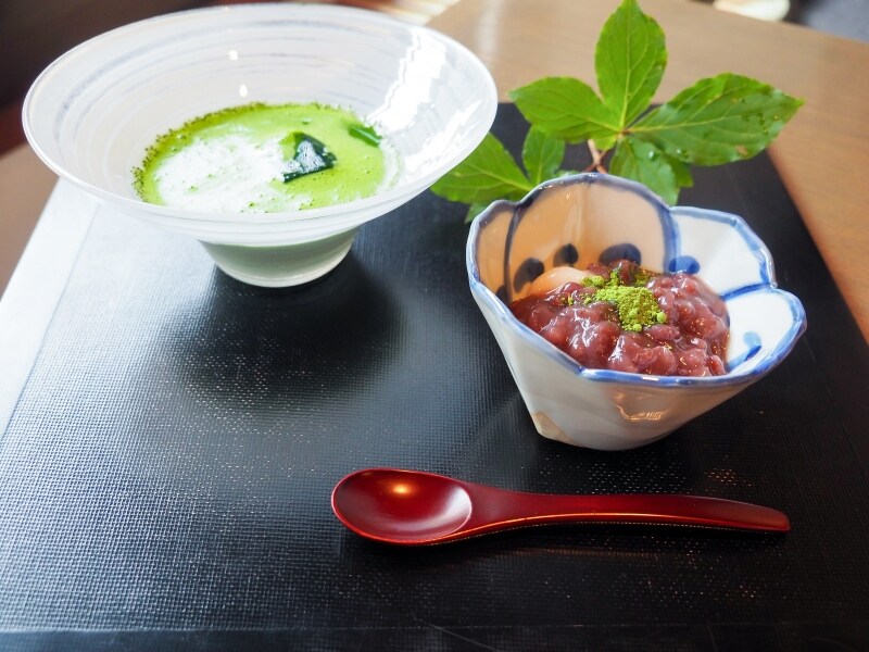 冷抹茶と白玉ぜんざいセット@茶房一笑