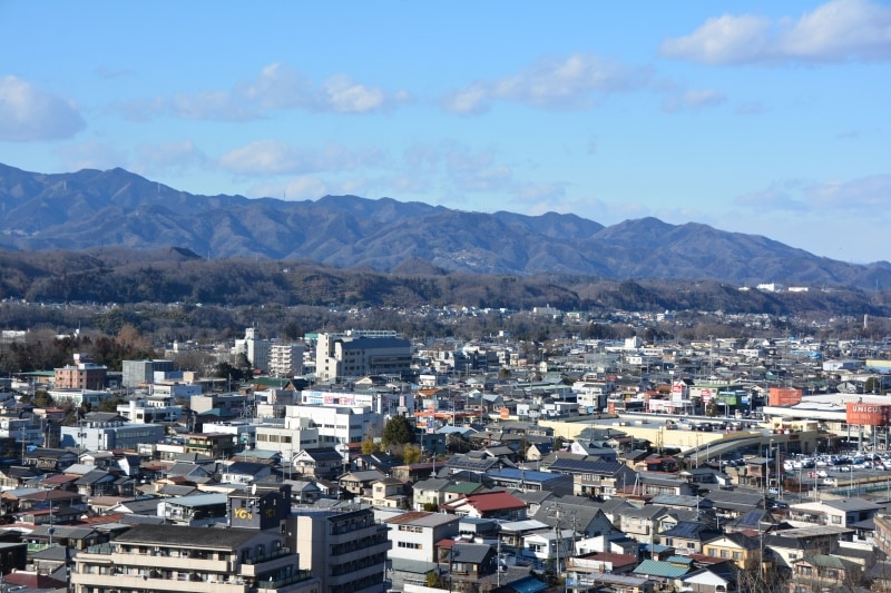 見晴らしの丘から眼下に広がる秩父市街