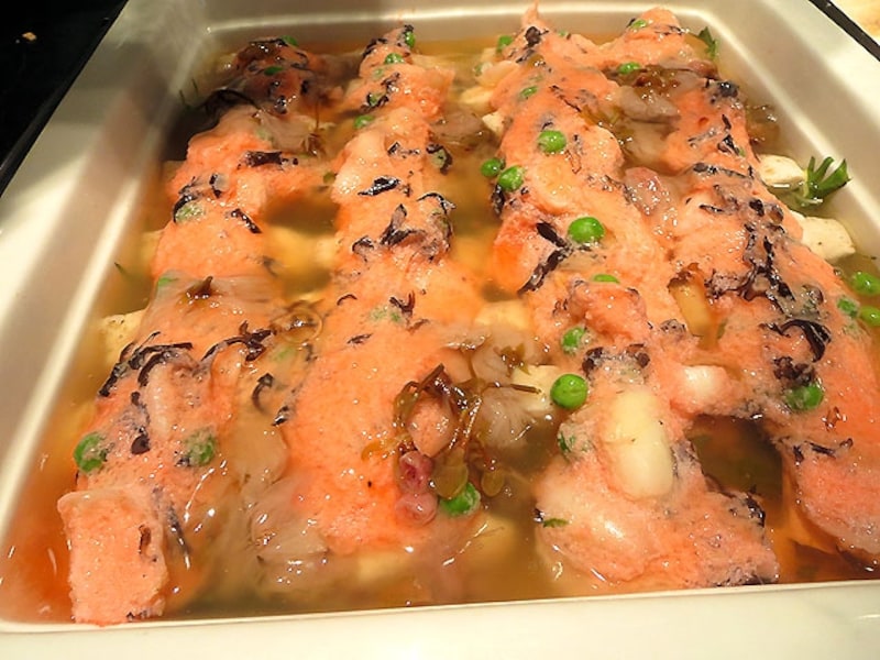 天然真鯛のかぶら蒸し 和風ソース