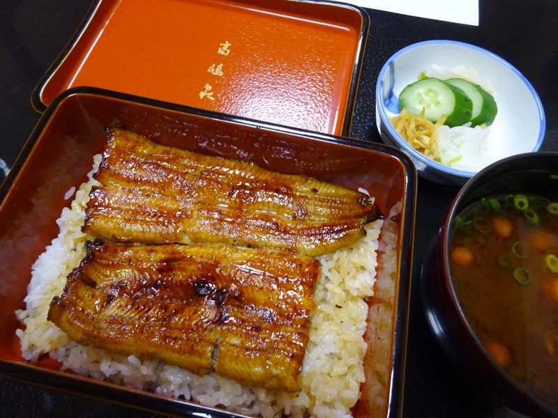 「お食事」特上共水鰻のうな重、お椀、香の物