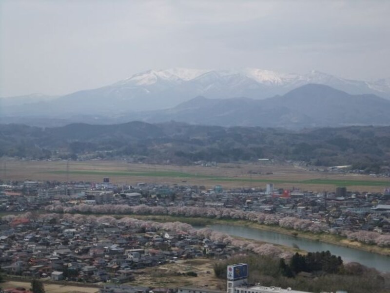 白石川堤一目千本桜(2)/船岡城址公園より大河原方面を望む