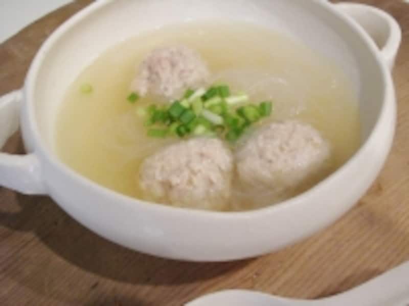 鶏だんご入り春雨スープ