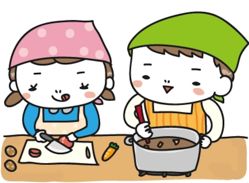 【カラー】家庭科の授業風景のカットです。
