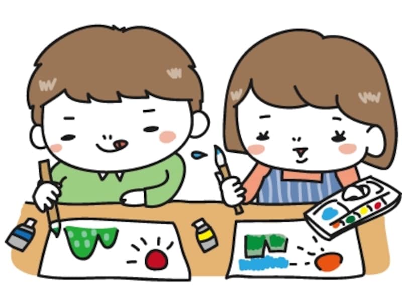 【カラー】図工の授業風景のカットです。