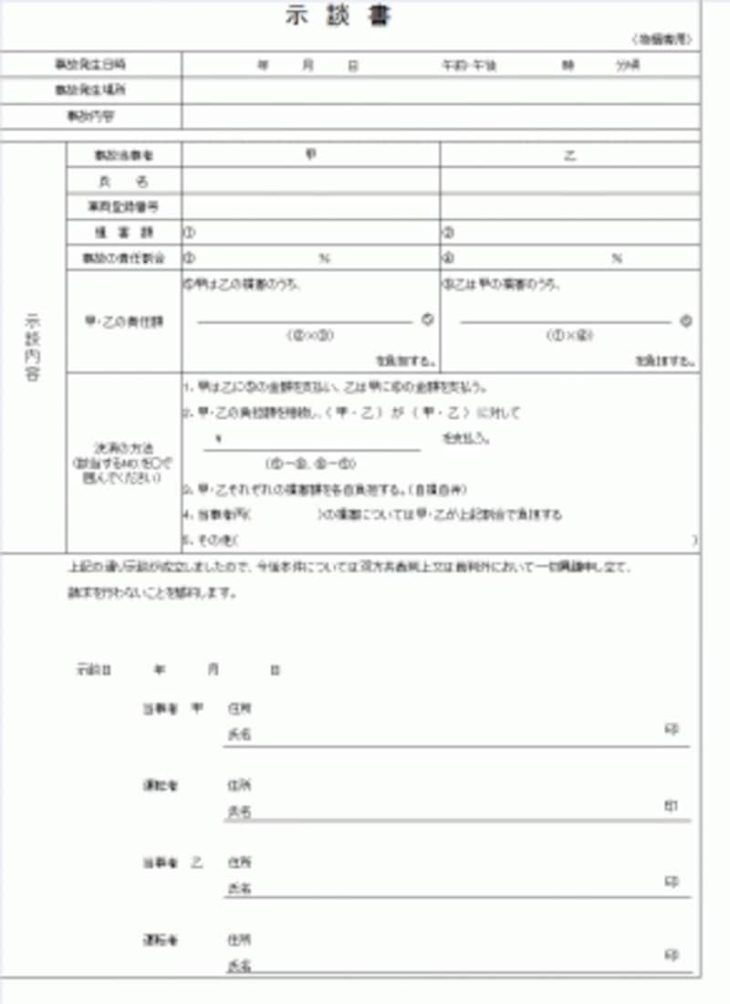 交通事故における示談書の雛形と書き方 自動車保険 All About