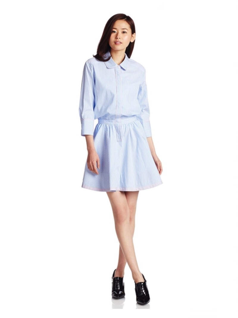 (トランテアン ソン ドゥ モード)31 Sons de mode ギンガムチェック/ストライプシャツワンピース