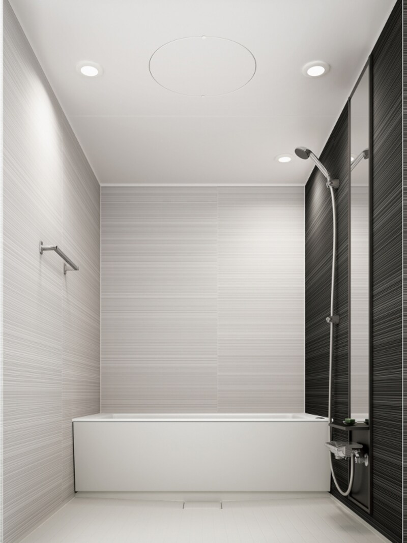 凸凹をできる限りなくしたシンプルな空間、くつろぎとお手入れのしやすさが特徴のマンションリフォーム用のシステムバス。[リフォムス MR-X BRM1005]undefinedパナソニック エコソリューションズundefinedhttp://sumai.panasonic.jp/