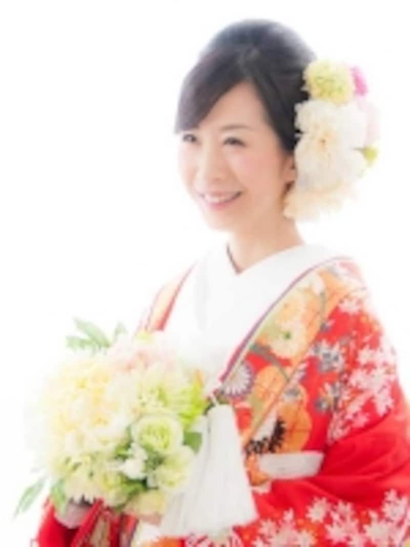 和装にブーケを合わせることも