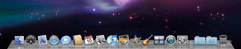 MacのDockはアプリケーションの起動、ブックマーク、よく使う書類、ゴミ箱などたくさんの機能を持ちます（クリックで拡大）