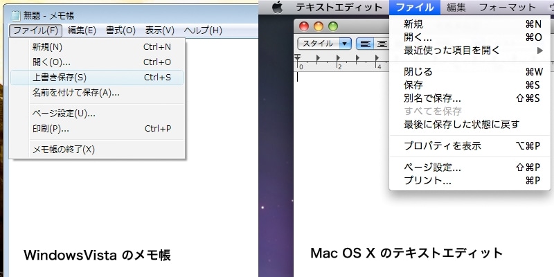 それぞれの項目名がわずかに異なりますが、機能としてはどちらもほとんど同じです（クリックで拡大）