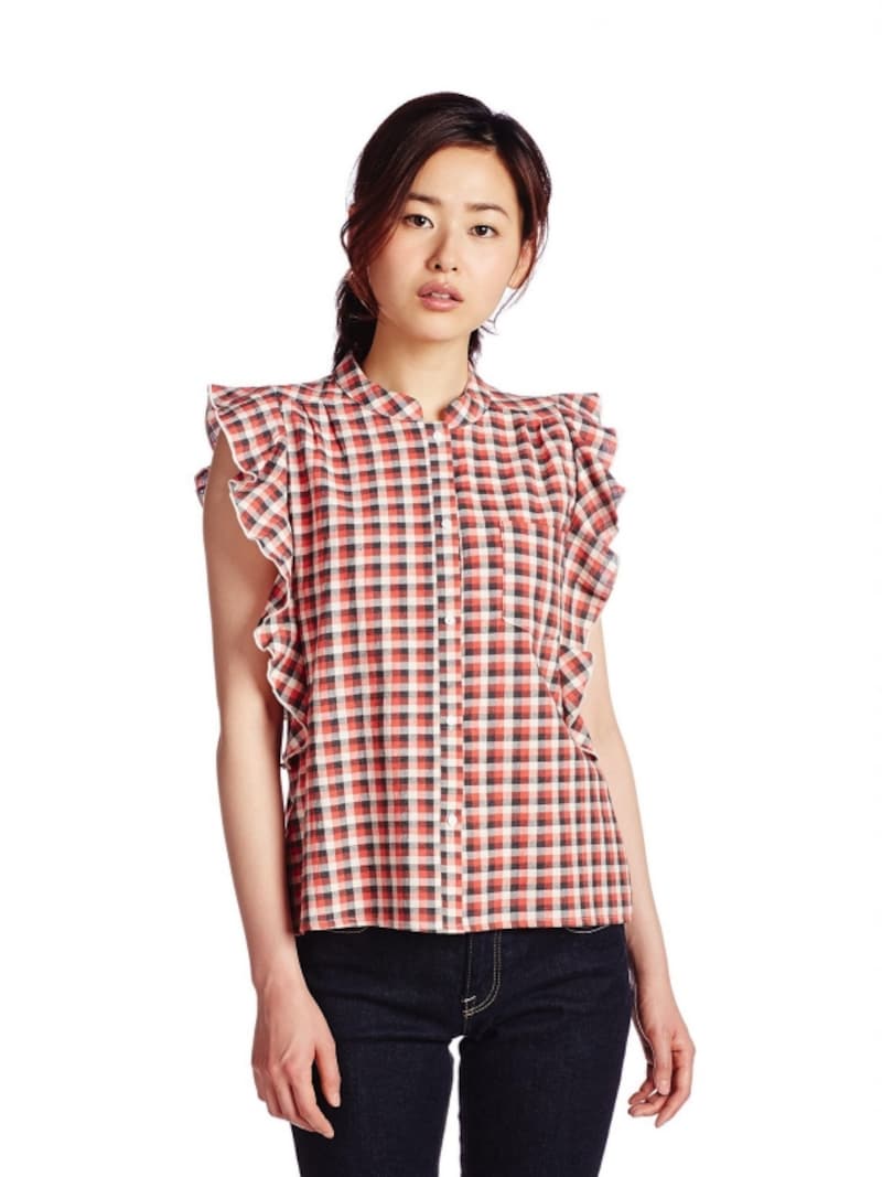 (ザ ヴァージニア)The Virgnia リネンギンガチェックノースリブラウス