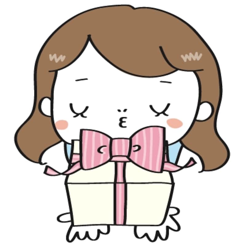 【カラー】お祝いのプレゼントを渡す女の子です。