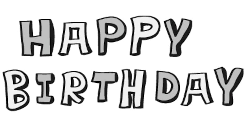 【白黒】ハッピーバースデーのロゴです。