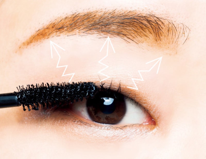 中間から毛先部にマスカラを塗る