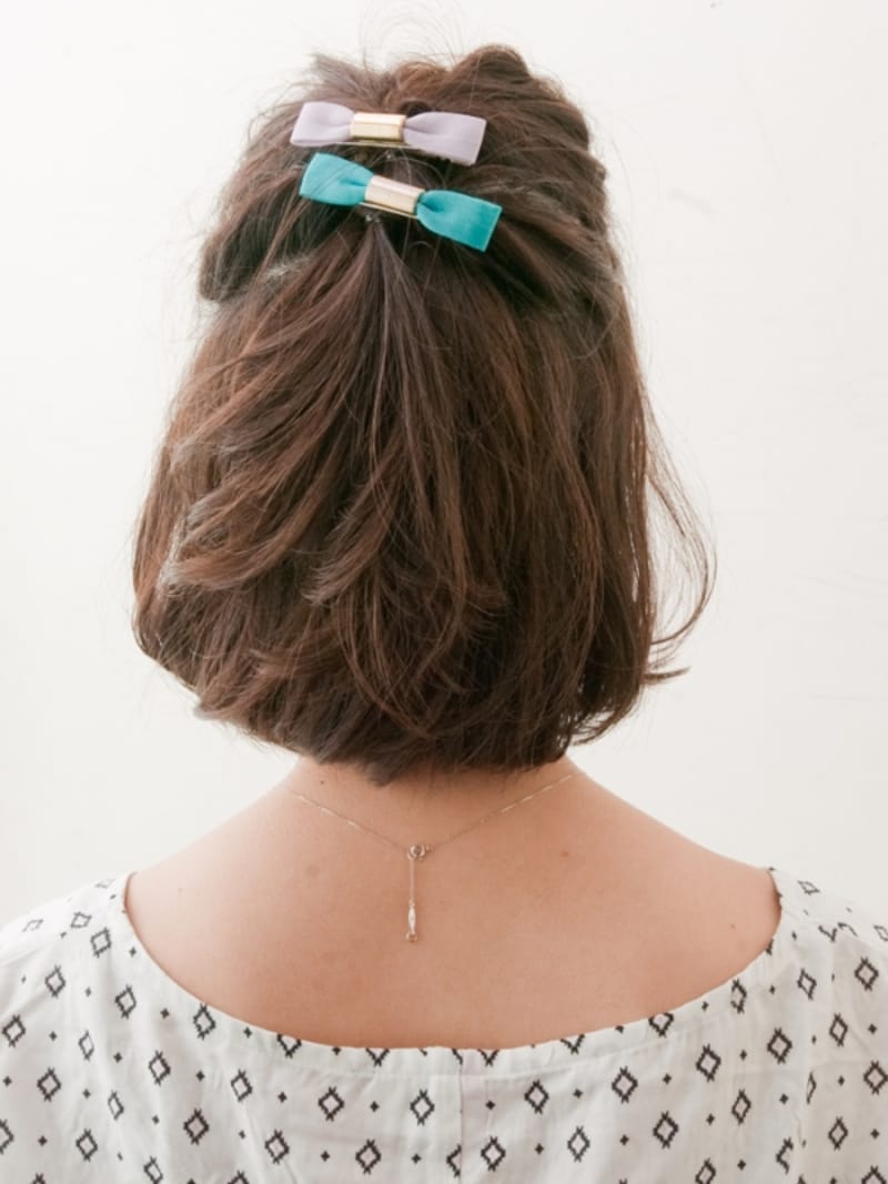 ダブルくるりんぱで簡単！ボブのハーフアップアレンジ