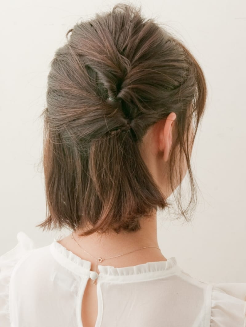 くるりんぱを2つつくった状態