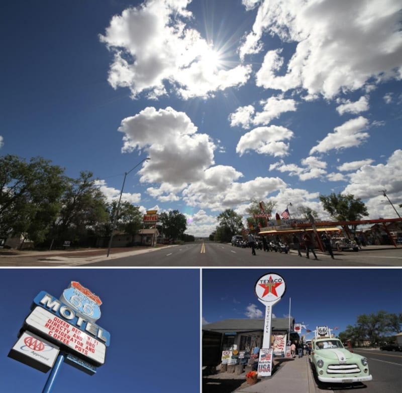 アメリカツーリングのハイライトと言っていい旧街道ルート66。街道沿いにはノスタルジックな雰囲気を残す街並が。映画『カーズ』のモデルにもなった