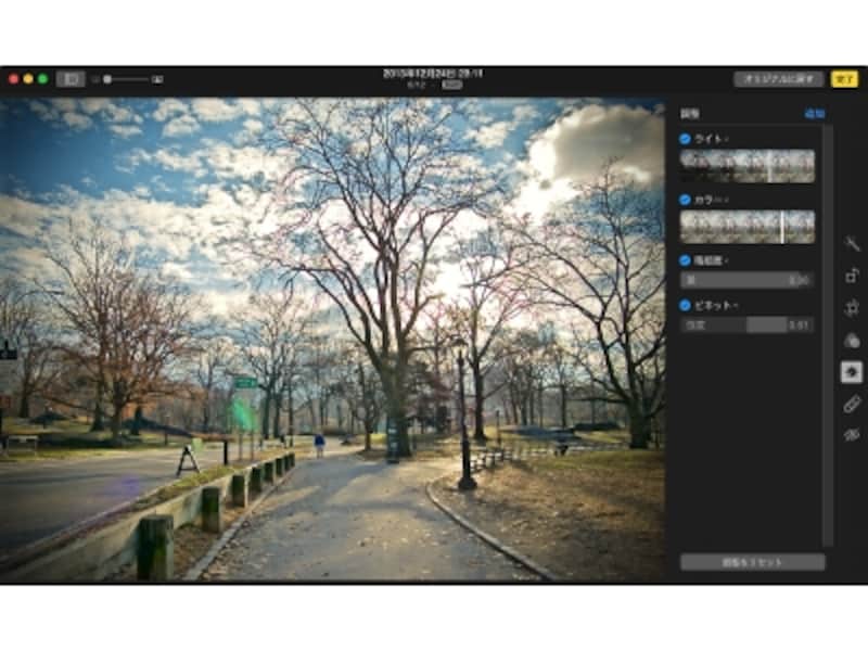 「精細度」で流行のHDR風の画像に。