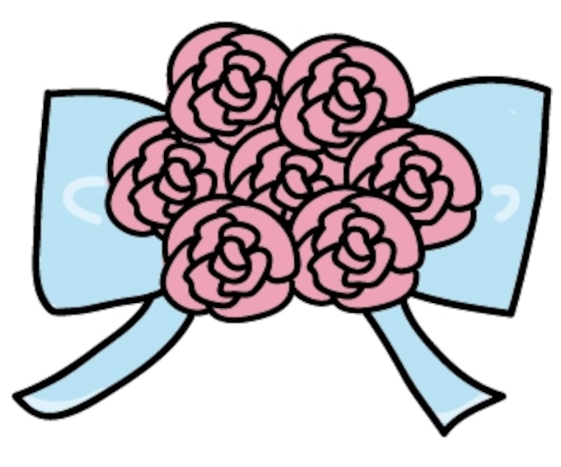 バラのブーケ 結婚式 イラスト カラー かわいい