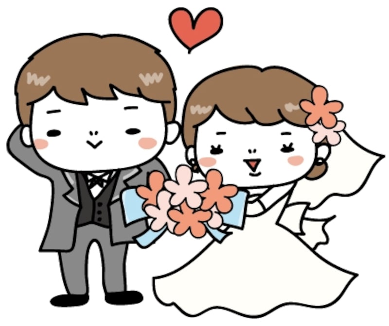 洋装 新郎新婦 結婚式 イラスト カラー かわいい