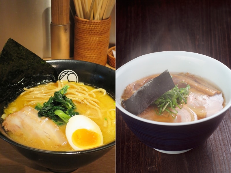 無垢ツヴァイテ「無垢ラーメン(900円、ミニ570円)」→支那そばや「醤油らぁ麺(930円、ミニ570円)」