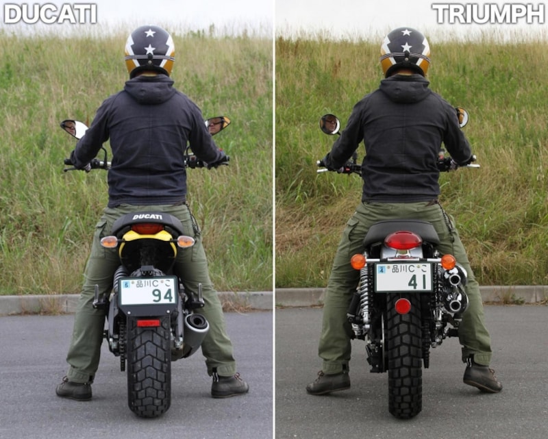 後ろから見た身長174cm男性の足着き比較