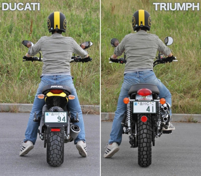 後ろから見た身長157cm女性の足着き比較