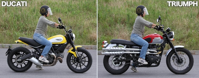 横から見た身長157cm女性の足着き比較