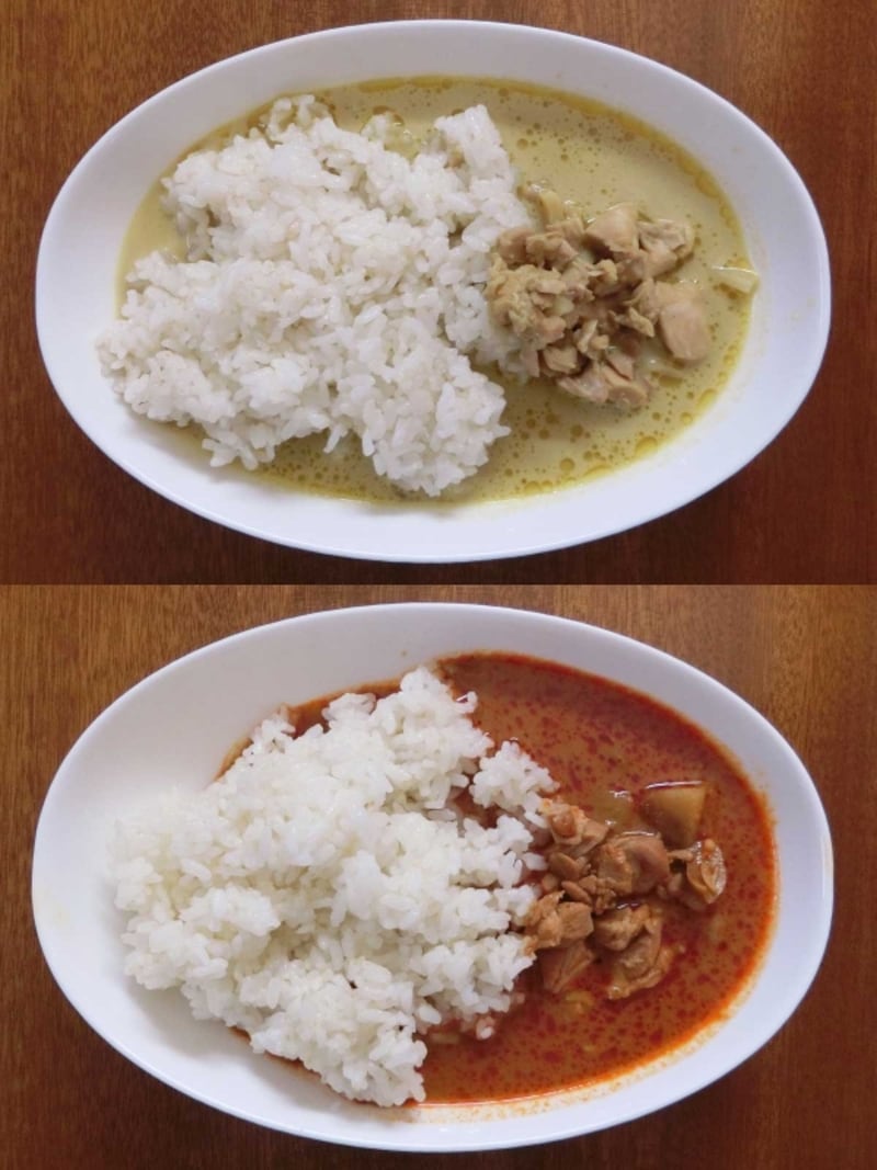 タイで食べたグリーンカレーとマサマンカレーの調理見本